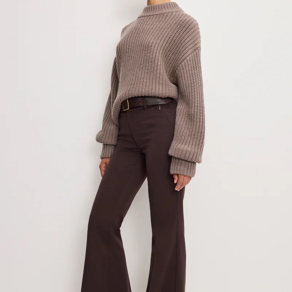 Good American Essential Suiting Flare Trousers - Dark Chocolate - Size 8/29 NWT